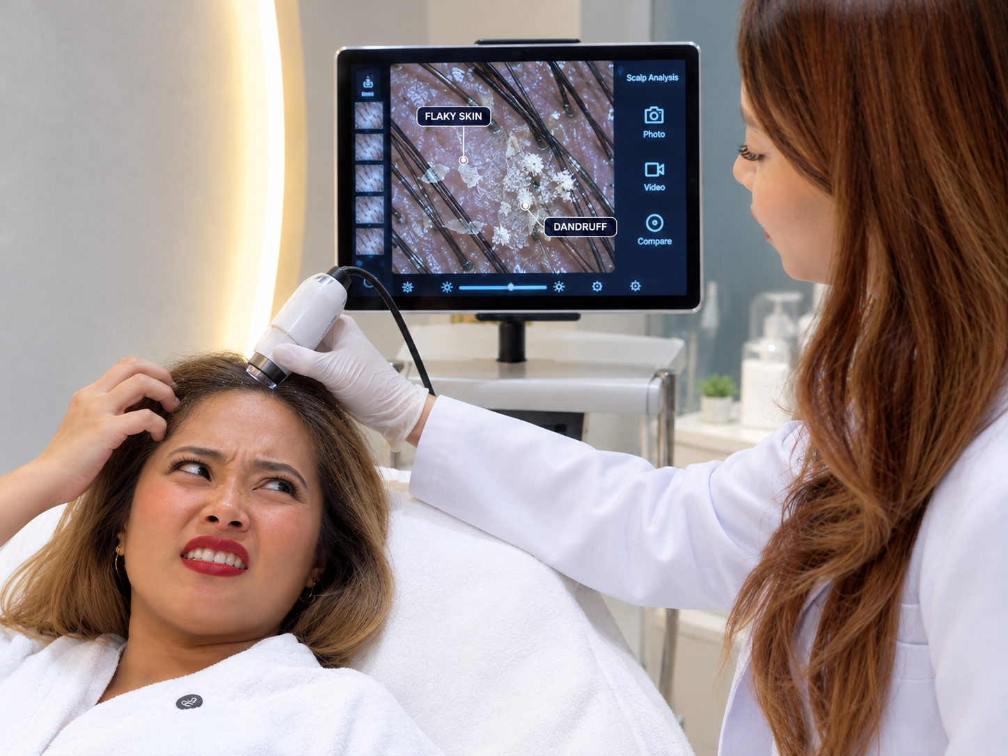 We assess your scalp, analyze your hair, and identify your goals.